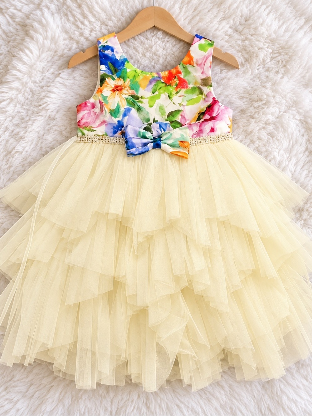 Couture Princess Floral Tulle Dress with Bow size 4